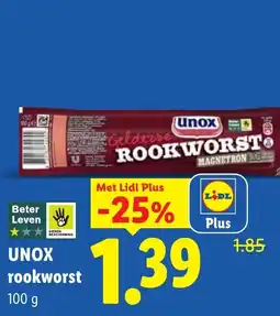 Lidl Unox rookworst aanbieding