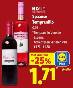 Lidl Spaanse Tempranillo aanbieding