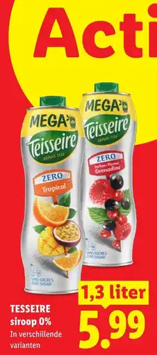 Lidl Teisseire siroop 0% aanbieding
