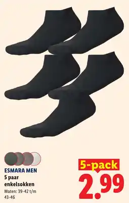 Lidl Esmara Men 5 paar enkelsokken aanbieding