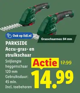 Lidl Parkside Accu-gras en struikschaar aanbieding