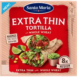 Jumbo Santa Maria Tortilla Extra Thin Whole Wheat 240 g aanbieding