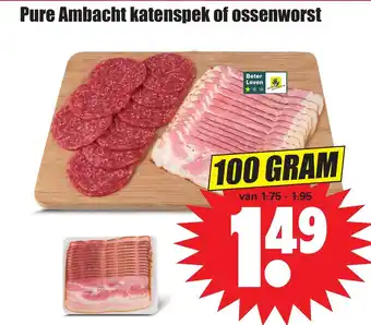 Dirk Pure Ambacht katenspek of ossenworst 100 gr 350 gr aanbieding