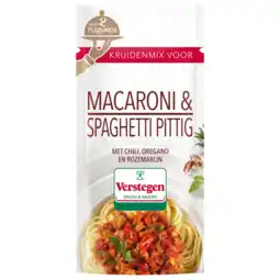 Jumbo Verstegen Kruidenmix Macaroni & Spaghetti Pittig voor 2 personen 15 g aanbieding