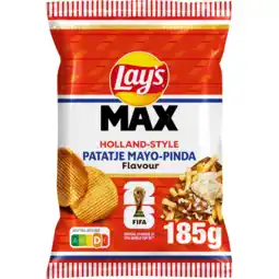 Jumbo Lay's Max Ribbel Chips Patatje Mayo Pinda 185 g aanbieding