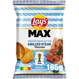 Jumbo Lay's Max Ribbel Chips Grilled Steak 185 g aanbieding