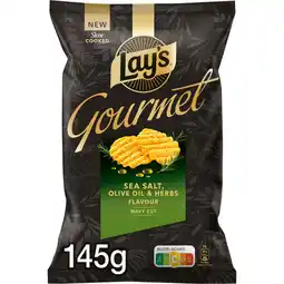 Jumbo Lay's Gourmet Zeezout Olijfolie & Kruiden Chips 145 gr aanbieding