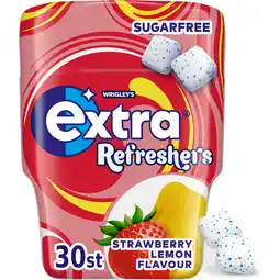 Jumbo EXTRA Refreshers Strawberry Suikervrije kauwgom 30 Stuks aanbieding