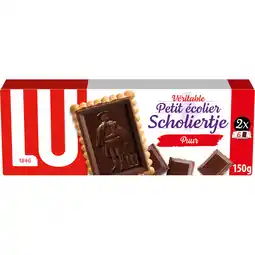 Jumbo LU Scholiertje Chocolade Koekjes Puur (2x75 g) 150g aanbieding