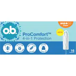 Jumbo o.b. ProComfort 4-in-1 Protection Super Tampons 16 Stuks aanbieding