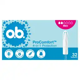 Jumbo o.b. ProComfort 4-in-1 Protection Mini Tampons 32 Stuks aanbieding