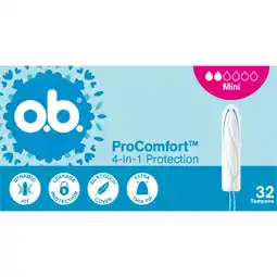 Jumbo o.b. ProComfort 4-in-1 Protection Mini Tampons 32 Stuks aanbieding