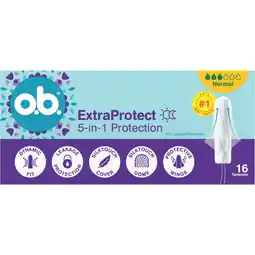 Jumbo o.b. ExtraProtect 5-in-1 Protection Normal Tampons 16 Stuks aanbieding