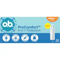 Jumbo o.b. ProComfort 4-in-1 Protection Super Tampons 32 Stuks aanbieding
