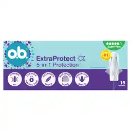 Jumbo o.b. ExtraProtect 5-in-1 Protection Super Plus Tampons 16 Stuks aanbieding