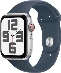 Bol.com Apple Watch SE 2023 - GPS + Cellular - 44mm Silver Aluminium Case with Storm Blue Sport Band - M/L aanbieding