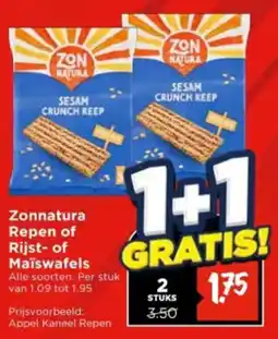 Vomar Voordeelmarkt Zonnatura Repen of Rijst- of Maïswafels aanbieding