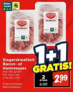 Vomar Voordeelmarkt Slagerskwaliteit Bacon- of Hamreepjes aanbieding