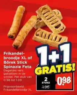 Vomar Voordeelmarkt Frikandel- broodje XL of Börek Stick Spinazie Feta aanbieding