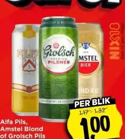 Vomar Voordeelmarkt Alfa Pils, Amstel Blond of Grolsch Pils aanbieding