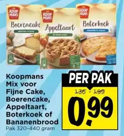 Vomar Voordeelmarkt Koopmans Mix voor Fijne Cake, Boerencake, Appeltaart, Boterkoek of Bananenbrood aanbieding