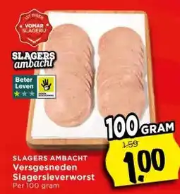 Vomar Voordeelmarkt SLAGERS AMBACHT Versgesneden Slagersleverworst aanbieding
