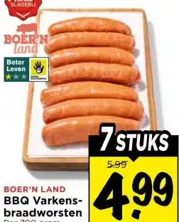 Vomar Voordeelmarkt BOER'N LAND BBQ Varkens- braadworsten aanbieding