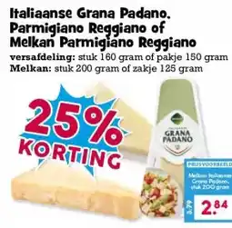 Boon`s Markt Italiaanse Grana Padano, Parmigiano Reggiano of Melkan Parmigiano Reggiano aanbieding