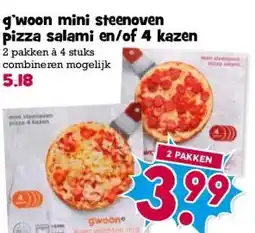 Boon`s Markt g'woon mini steenoven pizza salami en/of 4 kazen aanbieding