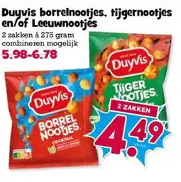 Boon`s Markt Duyvis borrelnootjes, tijgernootjes en/of Leeuwnootjes aanbieding