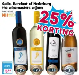 Boon`s Markt Gallo, Barefoot of Nederburg the winemasters wijnen aanbieding