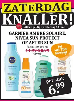 Boon`s Markt GARNIER AMBRE SOLAIRE, NIVEA SUN PROTECT OF AFTER SUN aanbieding