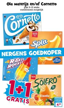 Boon`s Markt Ola waterijs en/of Cornetto aanbieding