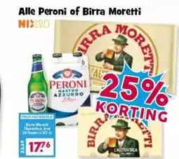 Boon`s Markt Alle Peroni of Birra Moretti aanbieding