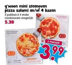 Boon`s Markt g'woon mini steenoven pizza salami en/of 4 kazen aanbieding