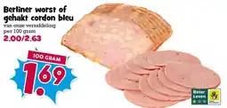 Boon`s Markt Berliner worst of gehakt cordon bleu aanbieding