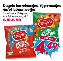 Boon`s Markt Duyvis borrelnootjes, tijgernootjes en/of Leeuwnootjes aanbieding