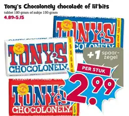 Boon`s Markt Tony's Chocolonely chocolade of lil bits aanbieding
