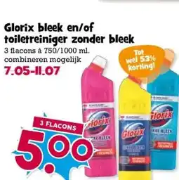 Boon`s Markt Glorix bleek en/of toiletreiniger zonder bleek aanbieding