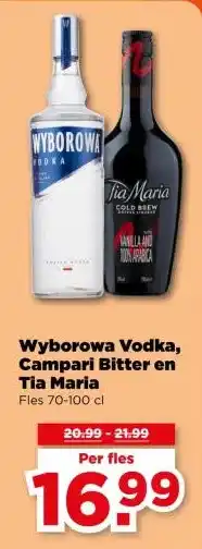 PLUS Wyborowa Vodka, Campari Bitter en Tia Maria aanbieding