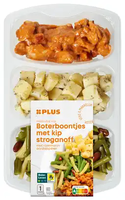 PLUS PLUS Kip stroganoff saus boontjes aardappel aanbieding