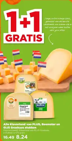 PLUS Alle Klaverland van PLUS, Beemster en GIJS Graskaas stukken aanbieding