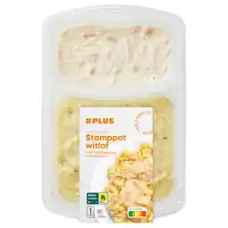 PLUS PLUS Witlofstamppot met ham in kaassaus aanbieding