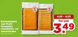 PLUS Korenlanders van PLUS Gesneden roomboter- en marmercake aanbieding