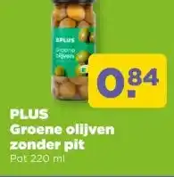 PLUS PLUS Groene olijven zonder pit aanbieding