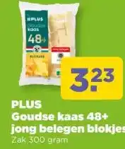 PLUS PLUS Goudse kaas 48+ jong belegen blokjes aanbieding