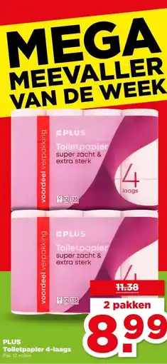 PLUS PLUS Toiletpapier 4-laags aanbieding