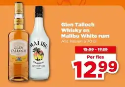 PLUS Glen Talloch Whisky en Malibu White rum aanbieding