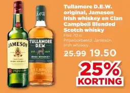 PLUS Tullamore D.E.W. original, Jameson Irish whiskey en Clan Campbell Blended Scotch whisky aanbieding