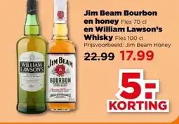 PLUS Jim Beam Bourbon en honey en William Lawson's aanbieding